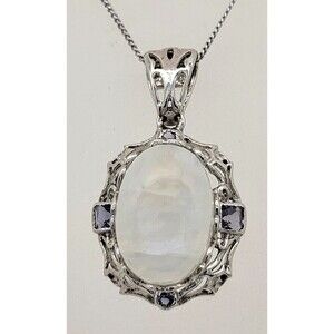 Moonstone Tanzanite Pendant Necklace Chuck Clemency 925 Sterling Silver Sparkly